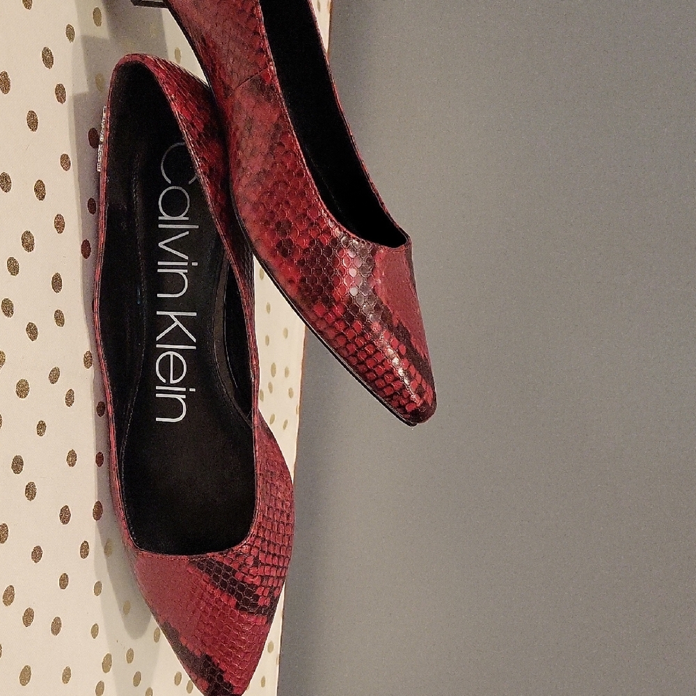 Calvin Klein Red Snakeskin Heels